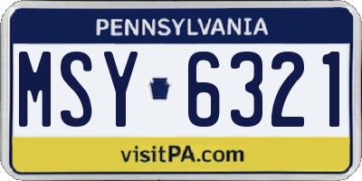 PA license plate MSY6321