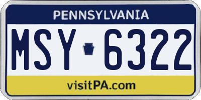 PA license plate MSY6322