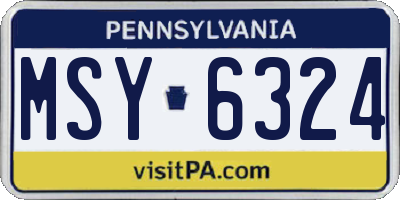 PA license plate MSY6324