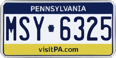 PA license plate MSY6325