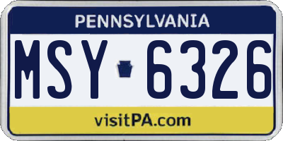 PA license plate MSY6326