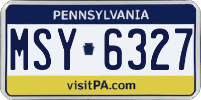 PA license plate MSY6327