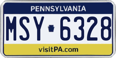 PA license plate MSY6328