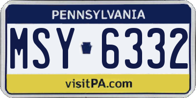 PA license plate MSY6332