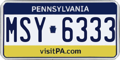 PA license plate MSY6333