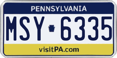 PA license plate MSY6335