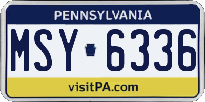 PA license plate MSY6336