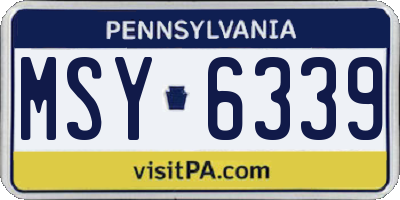 PA license plate MSY6339