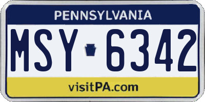 PA license plate MSY6342