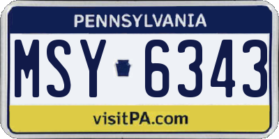 PA license plate MSY6343
