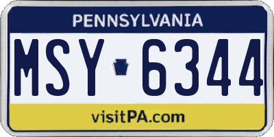 PA license plate MSY6344