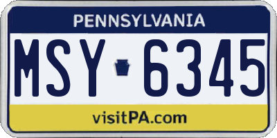 PA license plate MSY6345