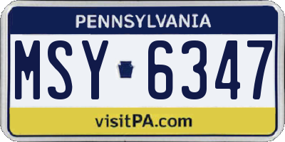 PA license plate MSY6347