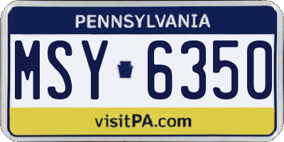 PA license plate MSY6350