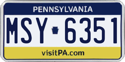 PA license plate MSY6351