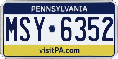 PA license plate MSY6352