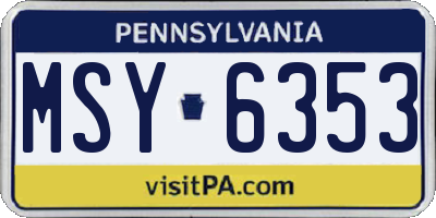 PA license plate MSY6353
