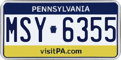 PA license plate MSY6355