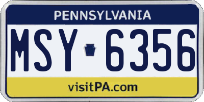 PA license plate MSY6356