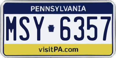 PA license plate MSY6357
