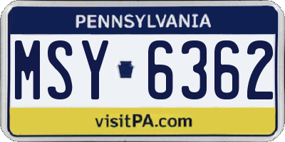 PA license plate MSY6362