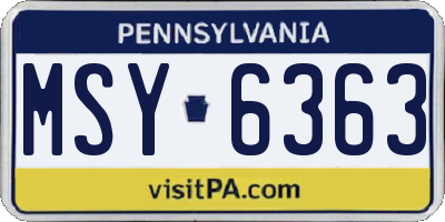 PA license plate MSY6363