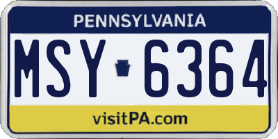 PA license plate MSY6364