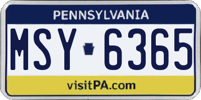 PA license plate MSY6365