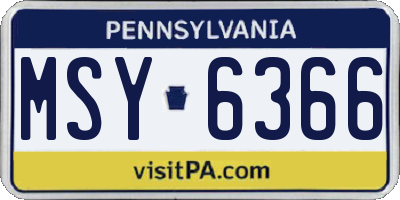 PA license plate MSY6366