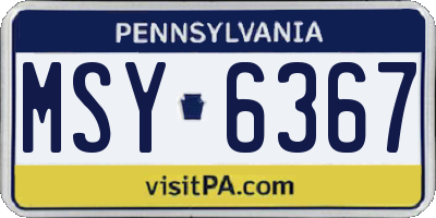 PA license plate MSY6367