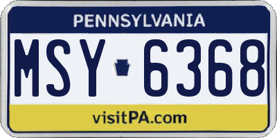 PA license plate MSY6368