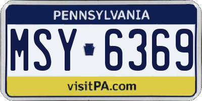PA license plate MSY6369