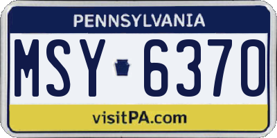 PA license plate MSY6370