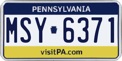 PA license plate MSY6371