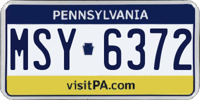 PA license plate MSY6372