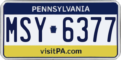 PA license plate MSY6377