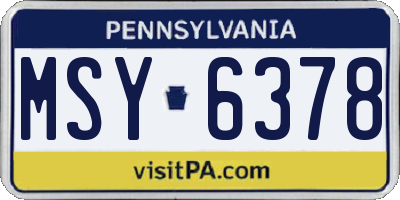 PA license plate MSY6378