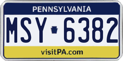 PA license plate MSY6382