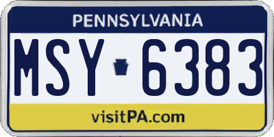PA license plate MSY6383