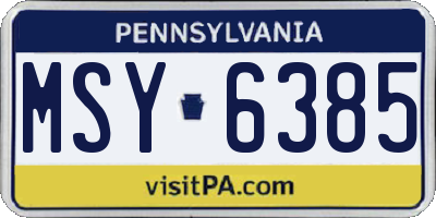 PA license plate MSY6385