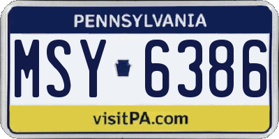 PA license plate MSY6386