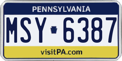 PA license plate MSY6387