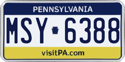 PA license plate MSY6388