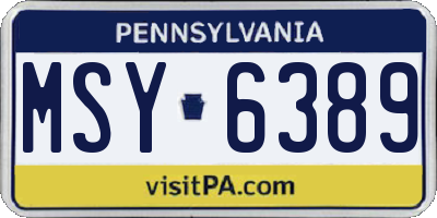 PA license plate MSY6389