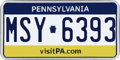 PA license plate MSY6393
