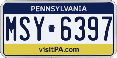 PA license plate MSY6397
