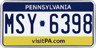 PA license plate MSY6398