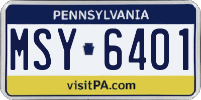 PA license plate MSY6401