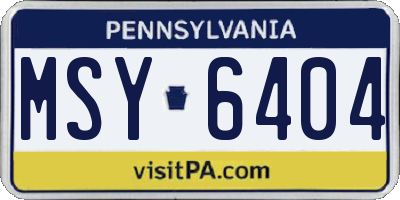 PA license plate MSY6404