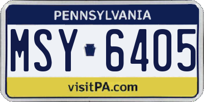PA license plate MSY6405
